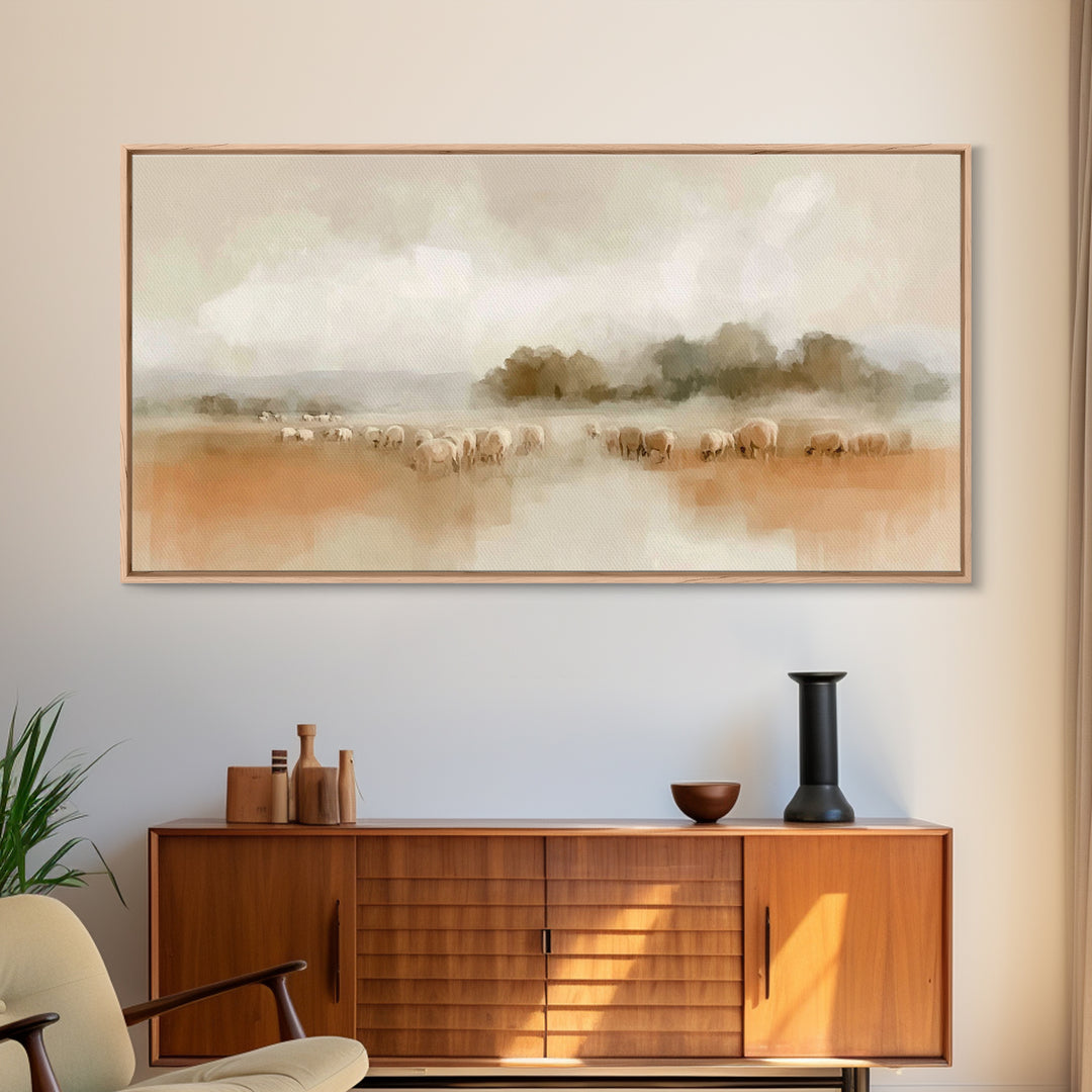 Quiet Shepherd Fields – Framed Canvas Print – Christian Art Canvas – Christian Wall Art – Christmas Art – Jesus Painting – Christian Gift