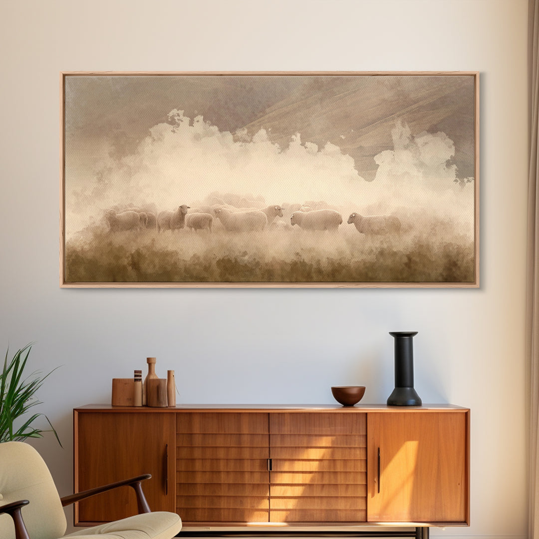 Soft Morning Haze, Framed Canvas Print, Christian Wall Art, Christian Art Canvas, Jesus Painting, Christian Decor, Christmas Art