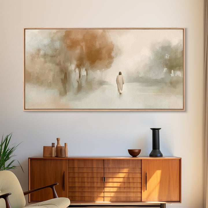 Autumn Walk Grace – Framed Canvas Print – Christian Wall Art – Christian Art Canvas – Christian Christmas Art – Jesus Painting – Christian