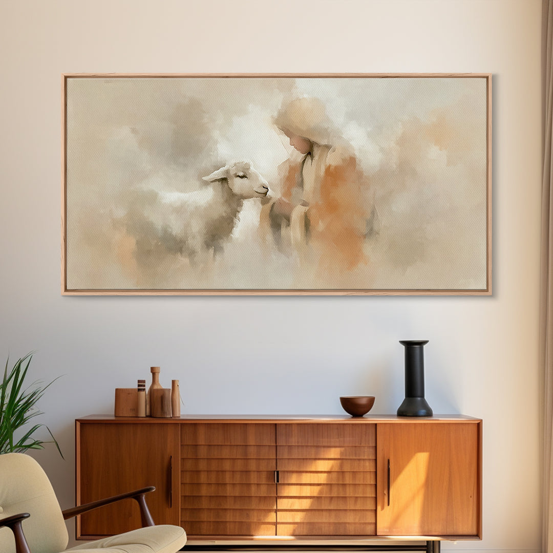 Shepherd’s Peace – Framed Canvas Print – Christian Wall Art – Christian Art Canvas – Jesus Painting – Christmas Art – Christian Christmas A
