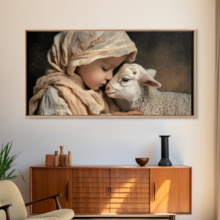 Gentle Devotion – Framed Canvas Print – Christian Wall Art – Christian Art Canvas – Jesus Painting – Christmas Art – Vintage Christian Art