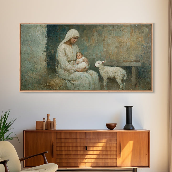 Holy Manger Calm – Framed Canvas Print – Christian Wall Art – Christian Art Canvas – Jesus Painting – Christian Christmas Art – Christmas W