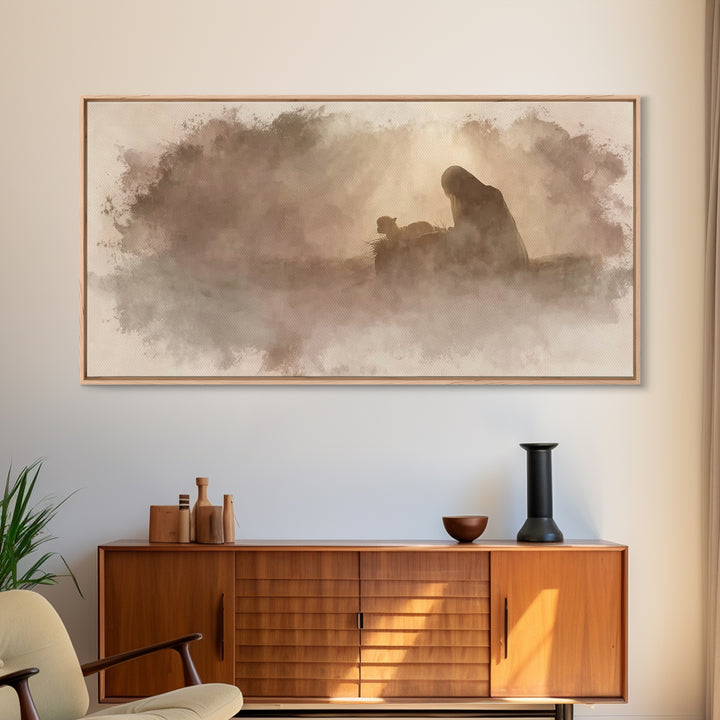 Nativity Dawn – Framed Canvas Print – Christian Wall Art – Christian Art Canvas – Jesus Painting – Christian Christmas – Christmas Art – Ch