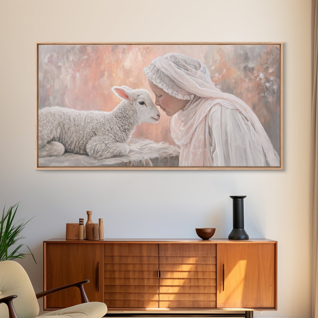 Sacred Stillness – Framed Canvas Print – Christian Wall Art – Christian Art Canvas – Christian Painting – Christmas Art – Christian Christm