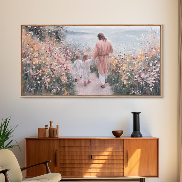 Meadow Grace – Framed Canvas Print – Christian Wall Art – Christian Art Canvas – Jesus Painting – Christian Gift Ideas – Minimalist Christi