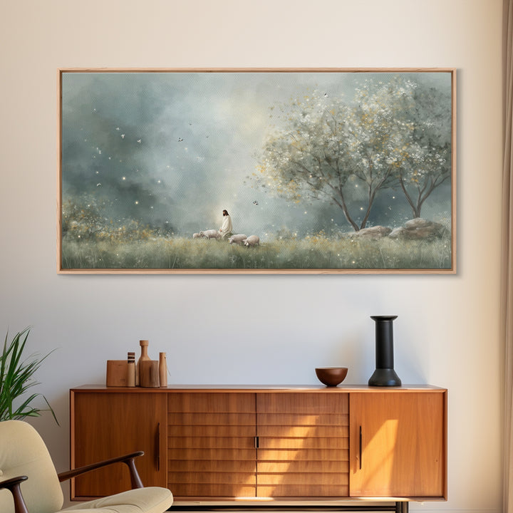 Blossoms Of Peace – Framed Canvas Print – Christian Wall Art – Christian Art Canvas – Jesus Painting – Christian Art Work – Large Jesus Pai