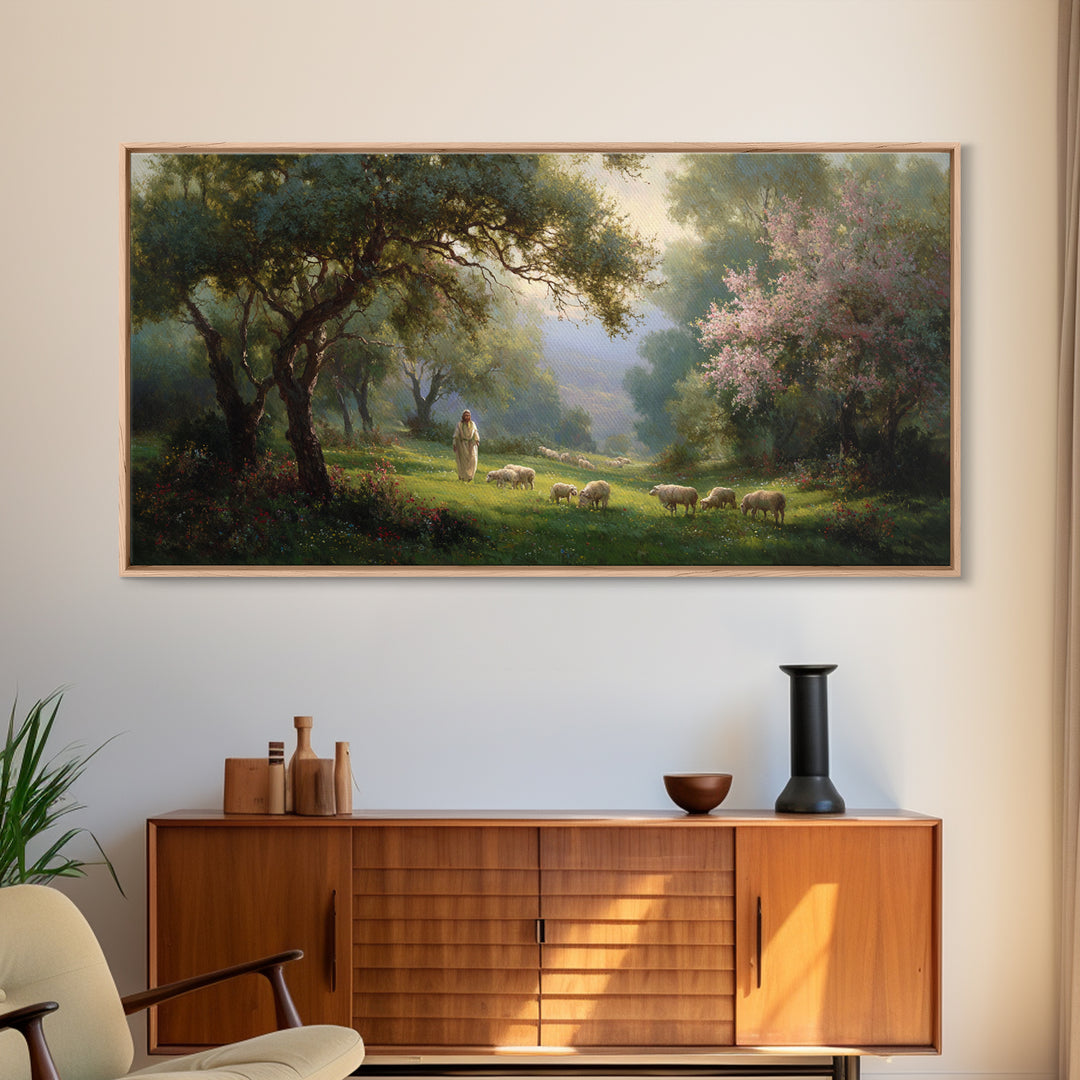 Garden Of Peace | Framed Canvas Print | Christian Wall Art | Christian Art Canvas | Jesus Painting | Modern Christian Art | Christian Chris
