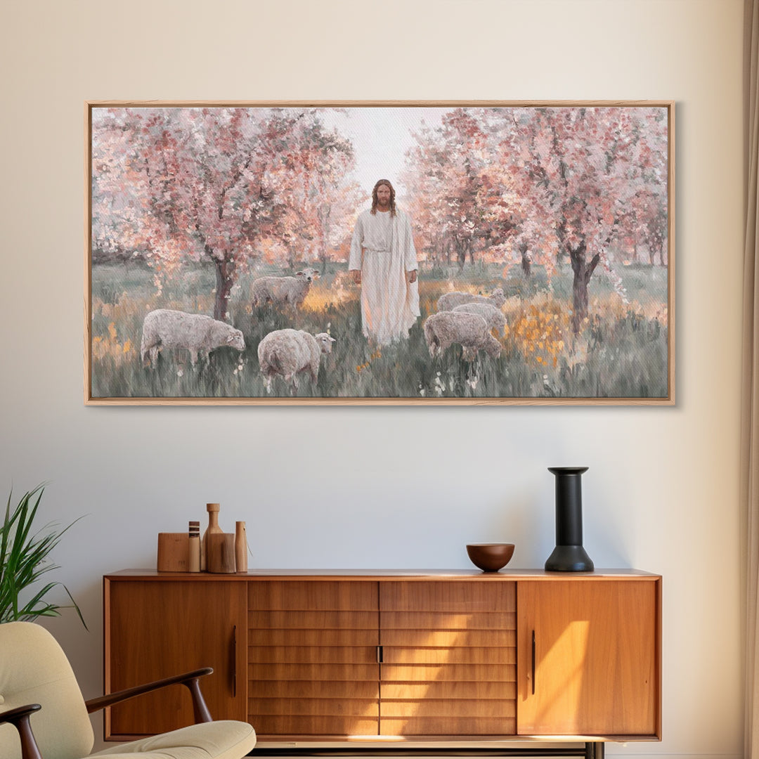 Blossoms Of Grace, Framed Canvas Print, Christian Art Canvas, Christian Wall Art, Jesus Painting, Christian Art, Christian Christmas Decor