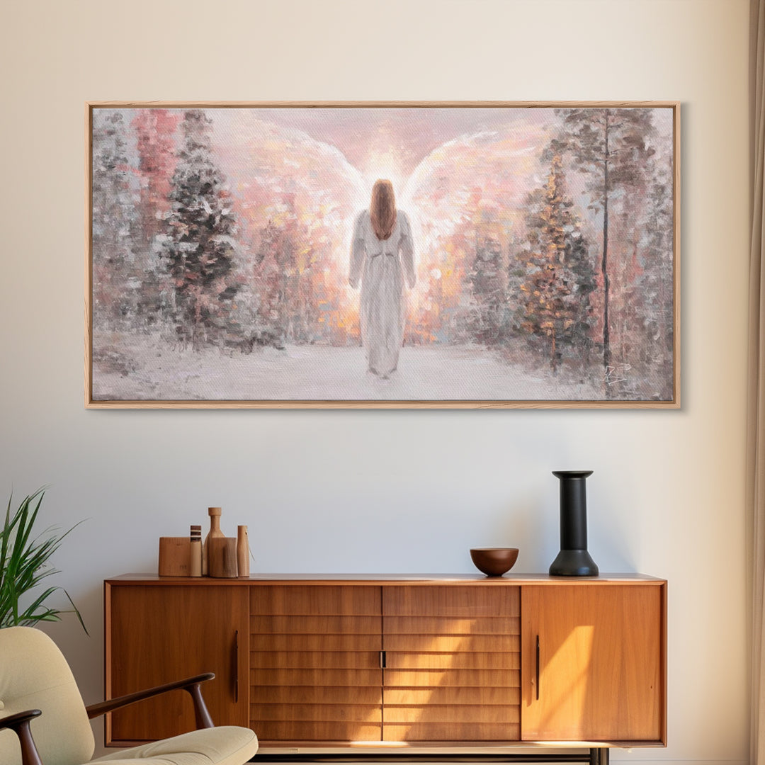 Radiant Messenger | Framed Canvas Print | Christian Wall Art | Angel Art | Christian Art Canvas | Christmas Art | Unique Christian Art