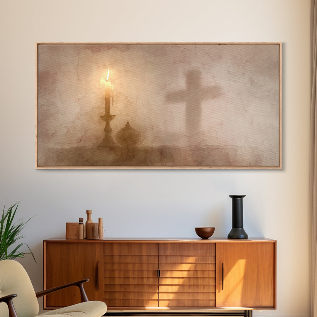 Cross Of Light – Framed Canvas Print – Christian Wall Art – Christian Art Canvas – Christian Christmas Art – Christian Decorations – Christ