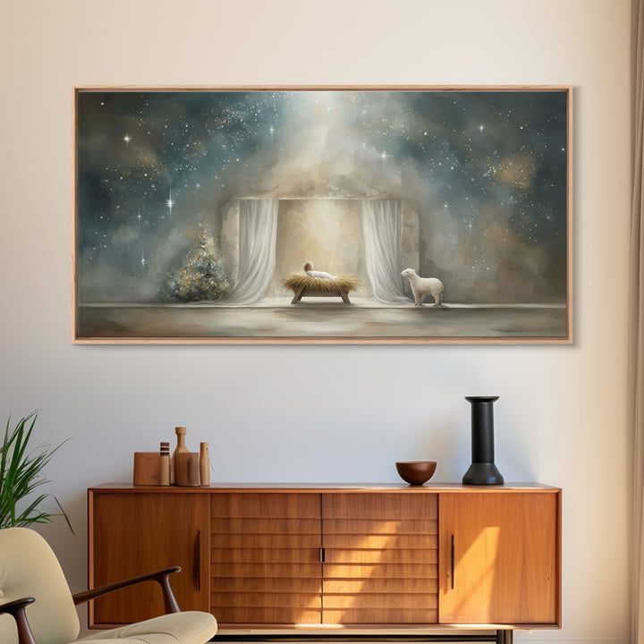 Nativity Wonder – Framed Canvas Print – Jesus Christmas Art – Christian Wall Art – Birth Of Jesus Painting – Christian Art Canvas – Christm