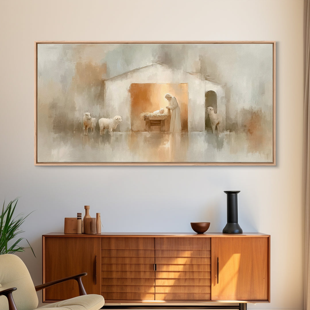 Bethlehem Stillness – Framed Canvas Print – Christian Christmas Art – Christian Wall Art – Christian Art Canvas – Jesus Painting