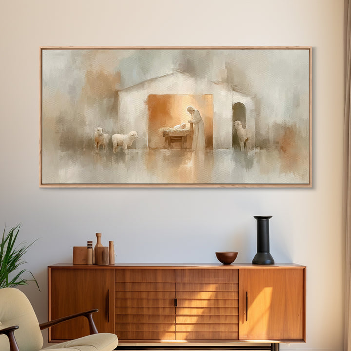 Bethlehem Stillness – Framed Canvas Print – Christian Christmas Art – Christian Wall Art – Christian Art Canvas – Jesus Painting