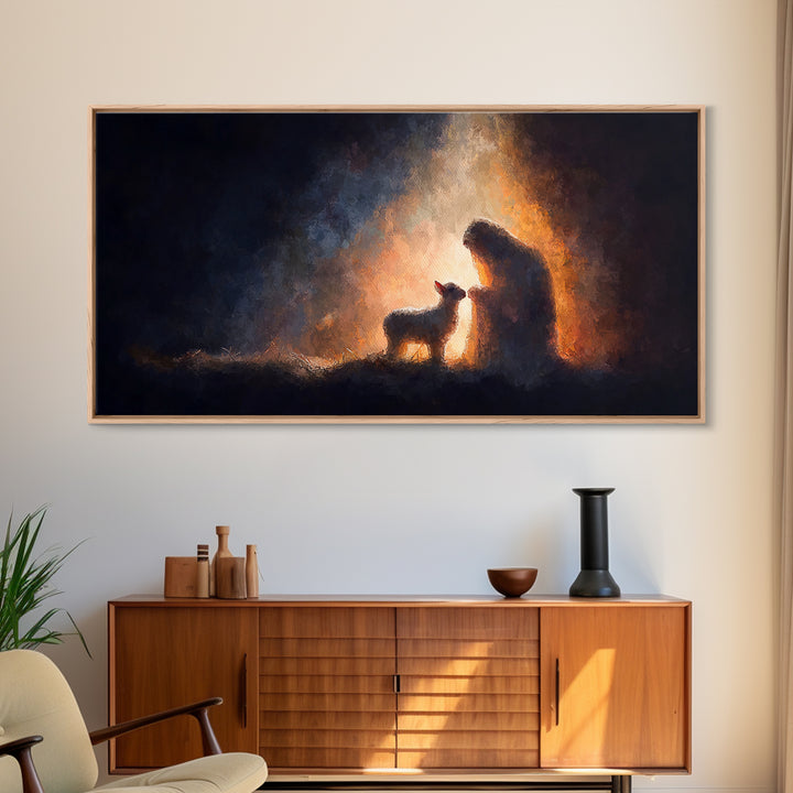 Shepherd’s Blessing – Framed Canvas Print – Christian Wall Art – Christmas Art – Christian Art Canvas – Jesus Painting