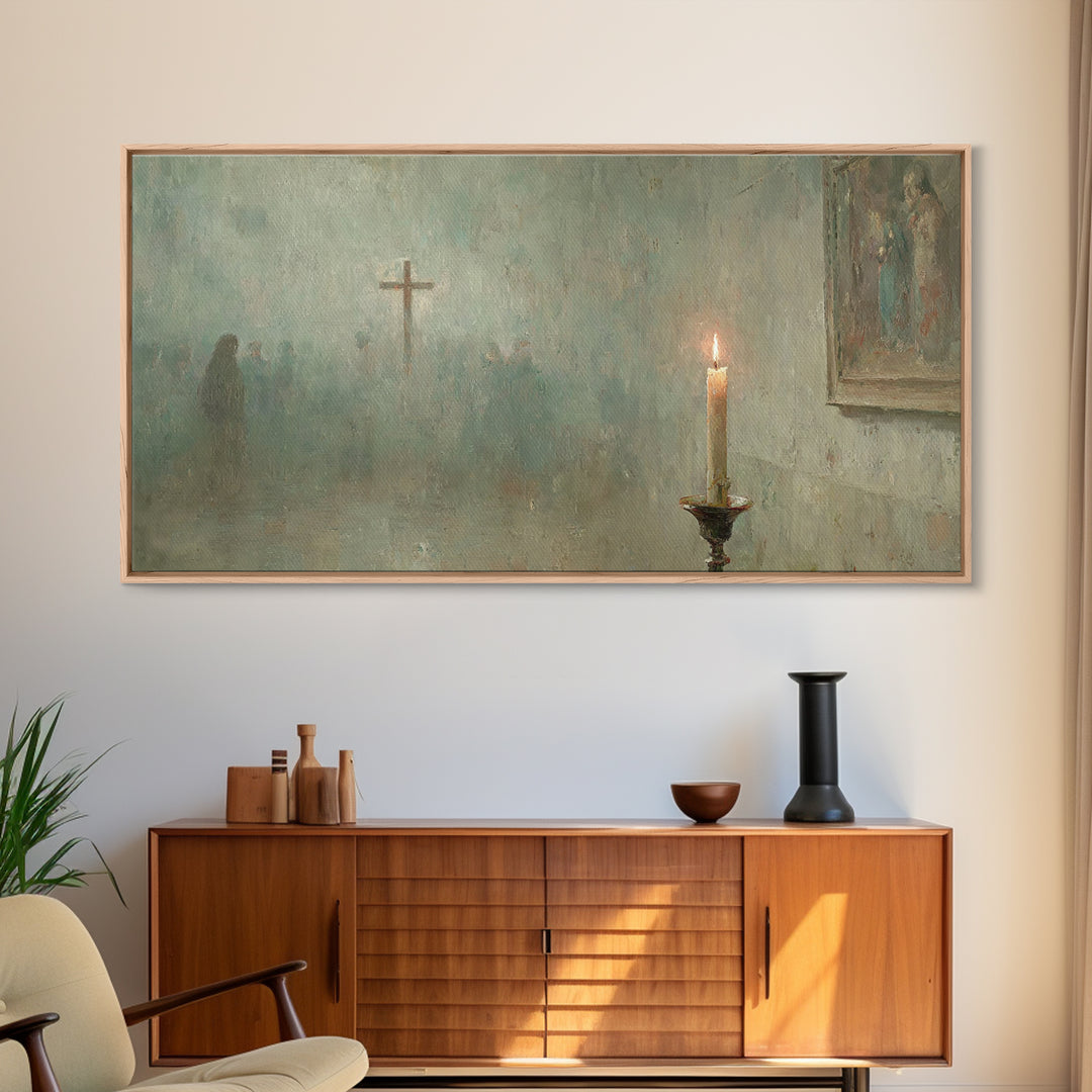 Silent Chapel Prayer – Framed Canvas Print – Christian Wall Art – Christian Art Canvas – Christian Paintings – Vintage Christian Art – Chri
