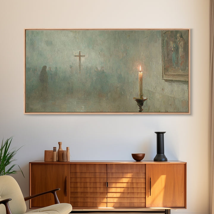 Silent Chapel Prayer – Framed Canvas Print – Christian Wall Art – Christian Art Canvas – Christian Paintings – Vintage Christian Art – Chri