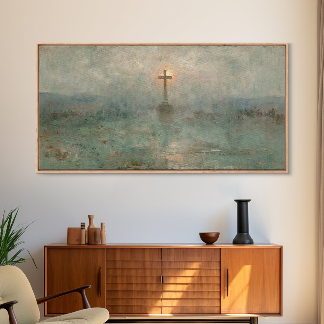 Eternal Morning Cross – Framed Canvas Print – Christian Art Canvas – Christian Wall Art – Christian Art – Christian Painting