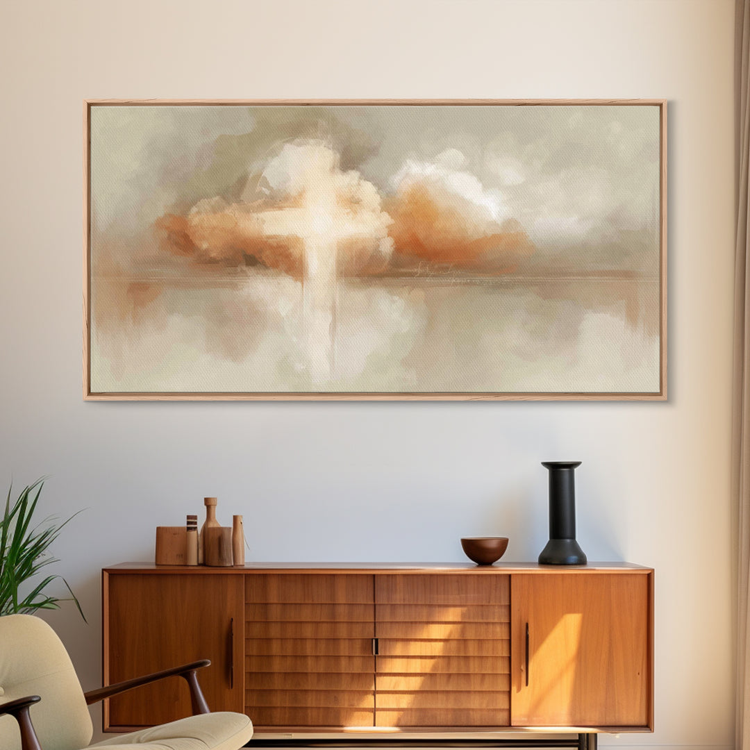 Radiant Cross Light – Framed Canvas Print – Christian Art – Christian Art Canvas – Abstract Christian Art – Christian Wall Art