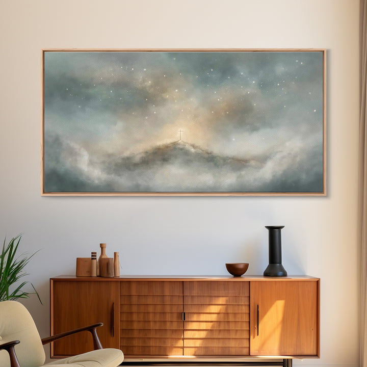 Stars Of Calvary – Framed Canvas Print – Christian Wall Art – Christian Art – Subtle Christian Art – Christian Art Canvas