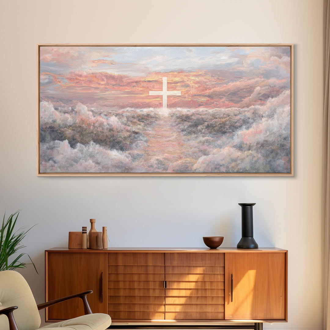 Heaven’s Dawn Path – Framed Canvas Print – Christian Art Canvas – Christian Wall Art – Large Christian Art – Christian Painting