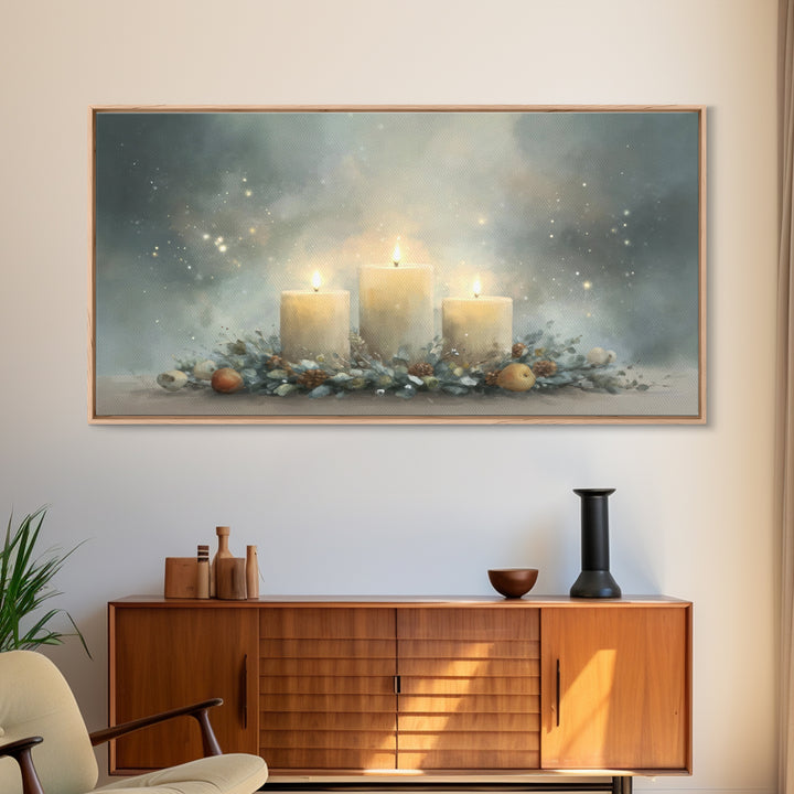 Advent Star Glow – Framed Canvas Print – Christmas Art – Christian Christmas Decor – Christian Art Canvas – Christmas Wall Art – Christmas