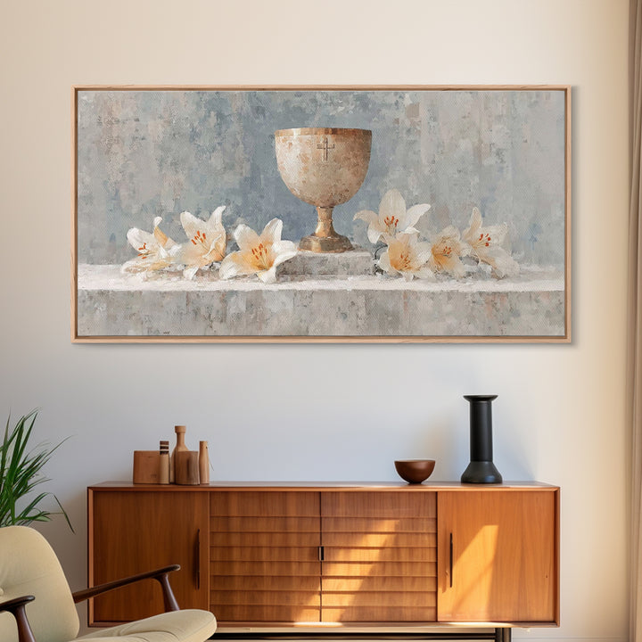Lily Sanctuary - Framed Canvas Print - Christian Wall Art - Christian Art Canvas - Minimalist Christian Art - Subtle Christian Art - Christ