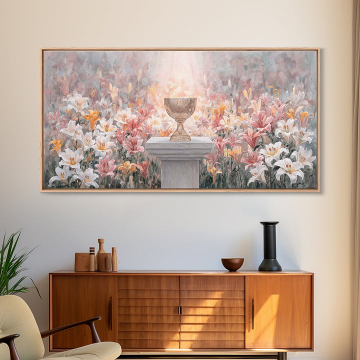 Chalice In Bloom - Framed Canvas Print - Christian Wall Art - Christian Art Canvas - Christian Christmas Art - Christian Gift - Modern Chri