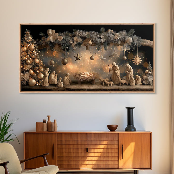Holy Night Glory – Framed Canvas Print – Christian Wall Art – Christian Christmas Art – Christmas Art Prints – Christian Art Canvas – Chris