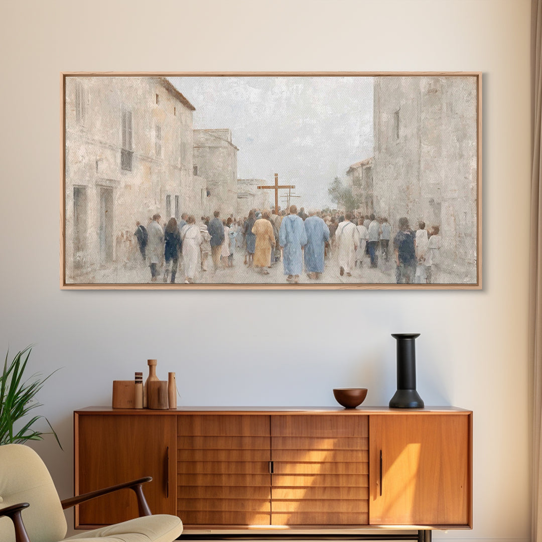 Pilgrims Of Hope – Framed Canvas Print – Christian Art Work – Subtle Christian Art – Christian Wall Art – Minimalist Christian Art – Christ