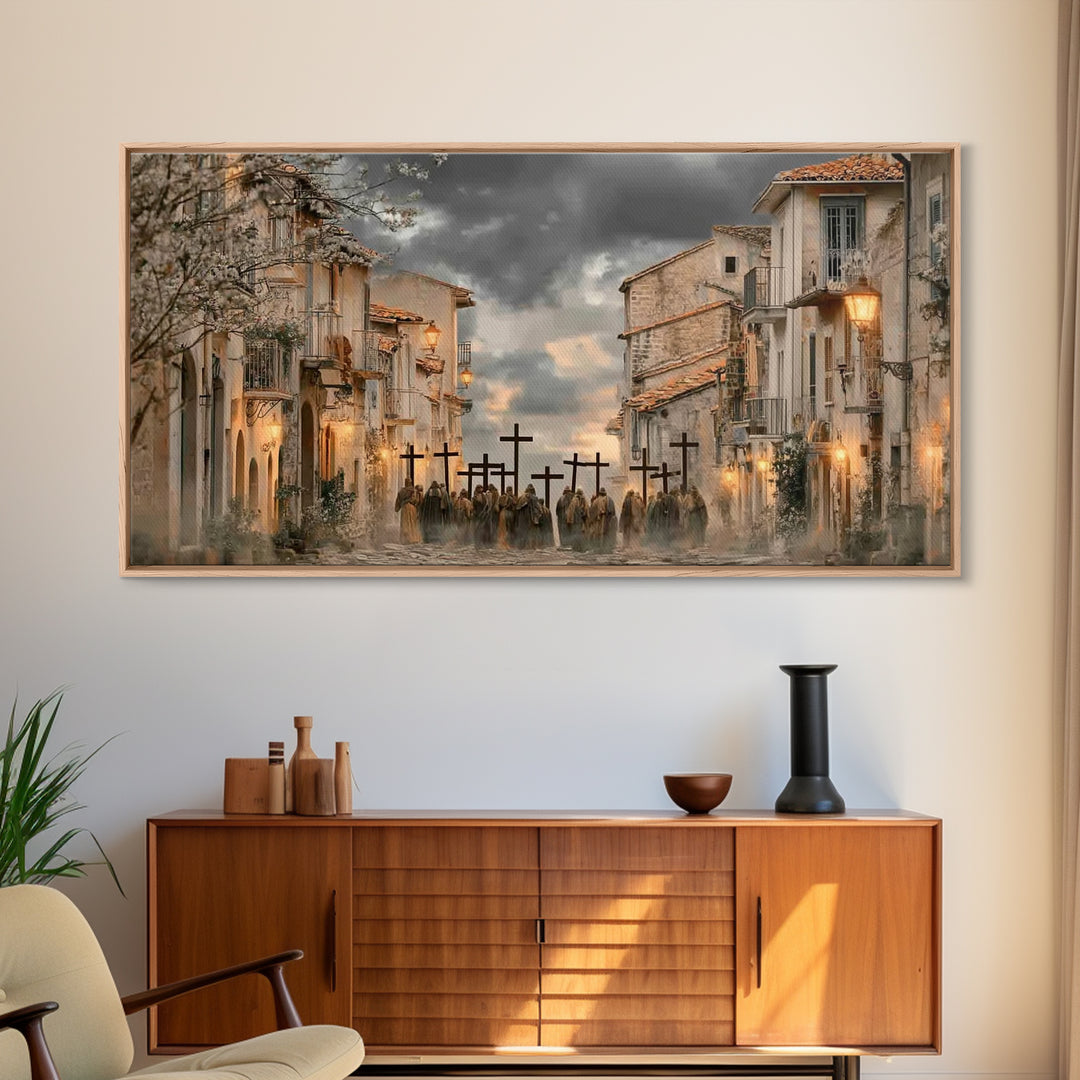 Morning Devotion | Framed Canvas Print | Christian Art | Christian Art Canvas | Christian Paintings | Moody Christmas Art | Christian Decor