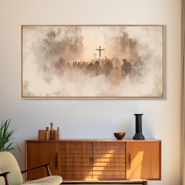 Silent Reverence, Framed Canvas Print, Christian Wall Art, Christian Art Canvas, Christian Christmas Art, Subtle Christian Art, Vintage Chr