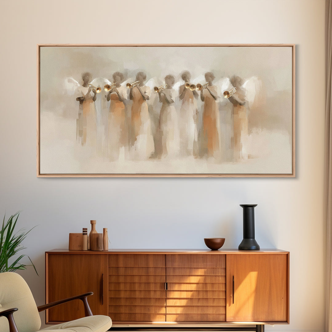 Angelic Ensemble | Framed Canvas Print | Christian Art Canvas | Modern Christian Art | Christian Painting | Christmas Art Work | Christian