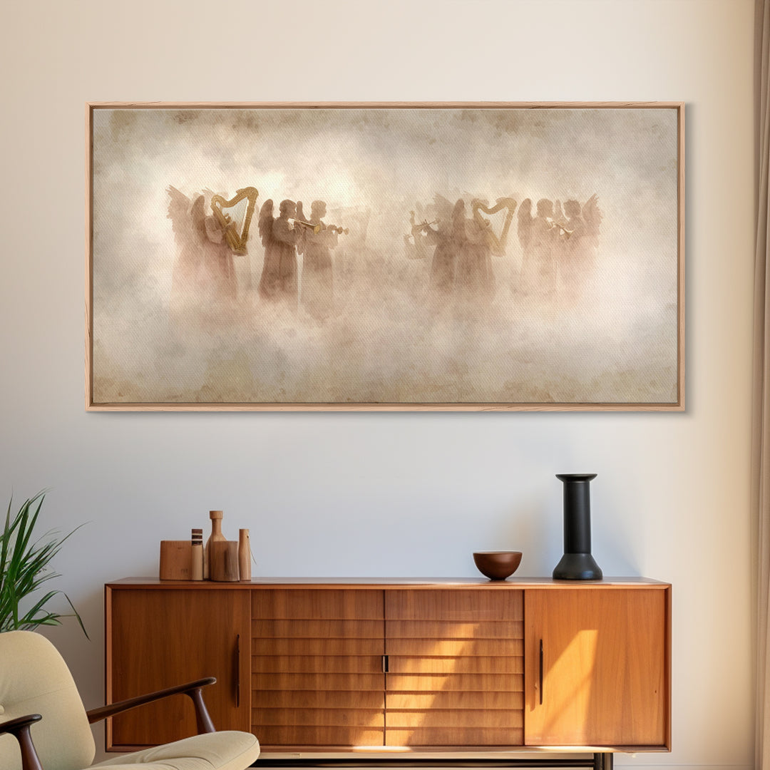 Celestial Harmony, Framed Canvas Print, Christian Art Canvas, Christian Wall Art, Moody Christian Art, Christmas Canvas Wall Art, Christian