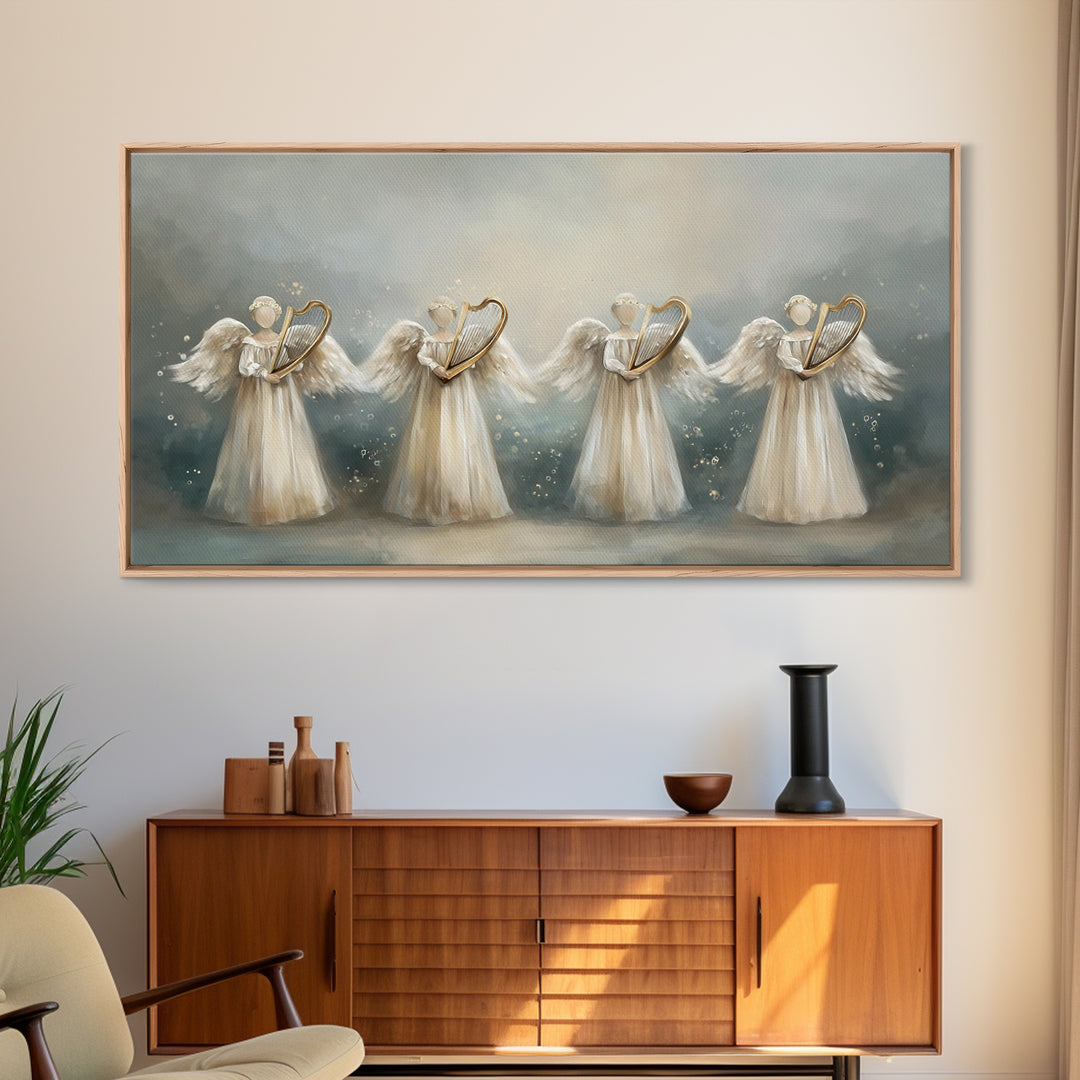 Harp Of Grace | Framed Canvas Print | Christian Art | Christian Art Canvas | Vintage Christian Art | Christmas Wall Art | Christian Christm