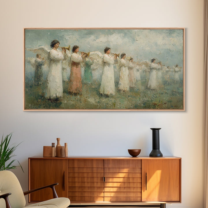 Trumpets Of Light – Framed Canvas Print – Christian Wall Art – Christian Art Prints – Christian Painting – Christmas Art Work – Christian C
