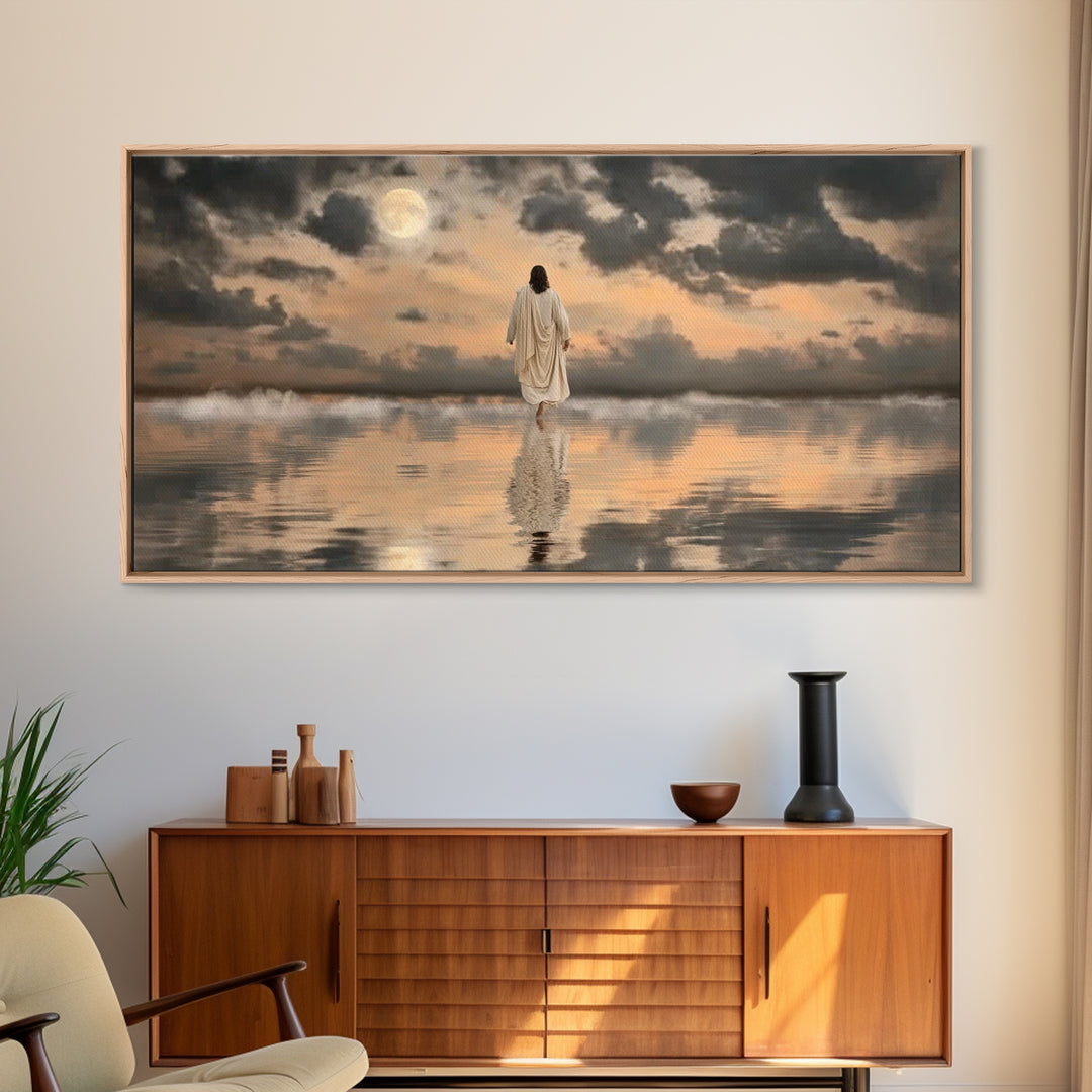 Moonlit Calling – Framed Canvas Print – Christian Wall Art – Jesus Painting – Christian Art Canvas – Moody Christian Art – Large Jesus Wall