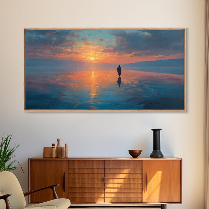 Dawn Of Peace | Framed Canvas Print | Christian Art Canvas | Jesus Painting | Modern Christian Art | Blue Christian Art | Christian Wall Ar