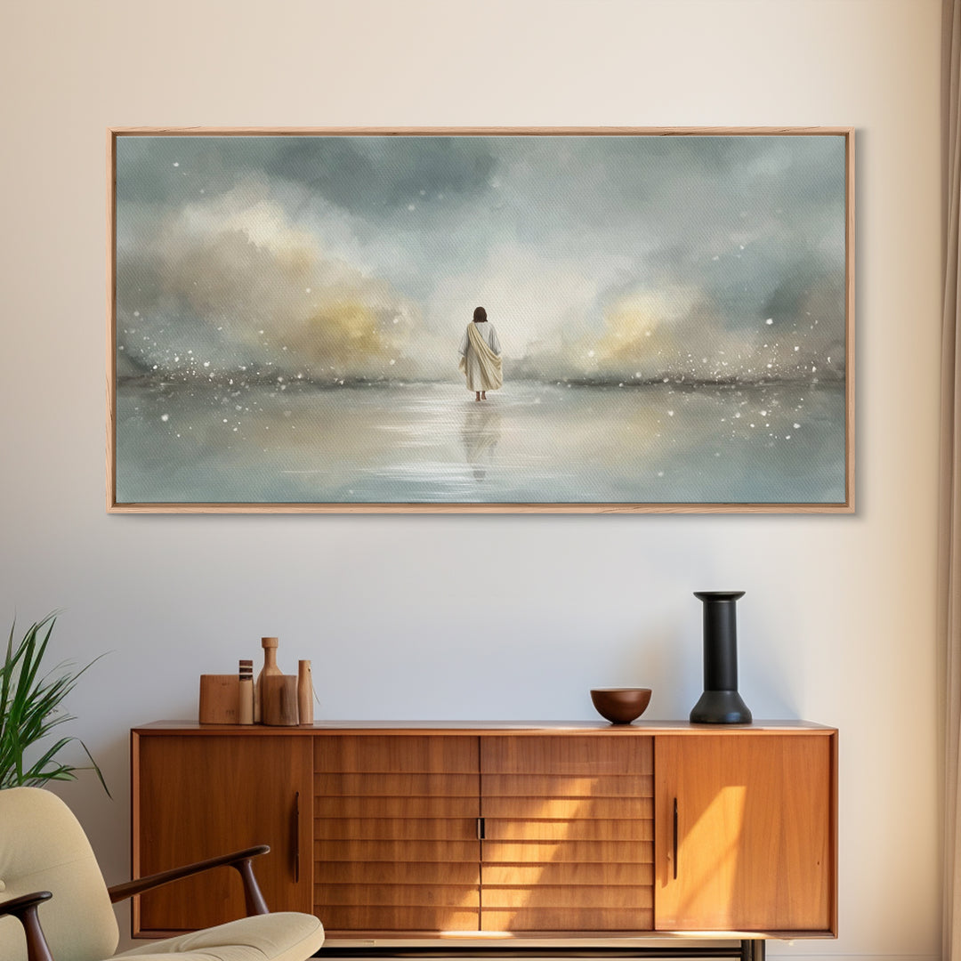 Heaven’s Calm, Framed Canvas Print, Christian Art Canvas, Jesus Painting, Subtle Christian Art, Christian Paintings, Christian Decor For Ho