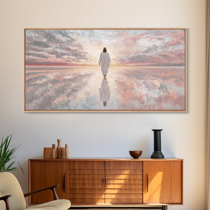 Walking In Glory | Framed Canvas Print | Jesus Painting | Christian Art Canvas | Christian Wall Art | Modern Jesus Art | Large Jesus Painti