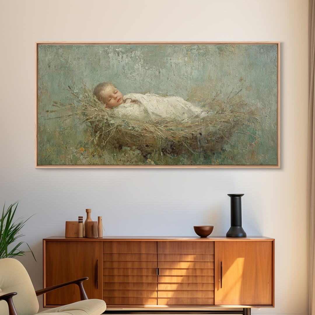 Silent Holy Rest – Framed Canvas Print – Christian Art Canvas – Christmas Wall Art – Jesus Painting – Christian Decorations – Modern Christ