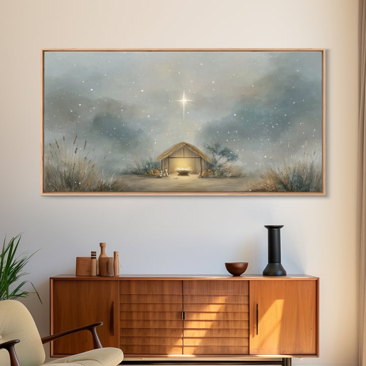 Bright Promise Star – Framed Canvas Print – Christmas Canvas Wall Art – Christian Wall Art – Christian Christmas Art – Jesus Painting – Chr
