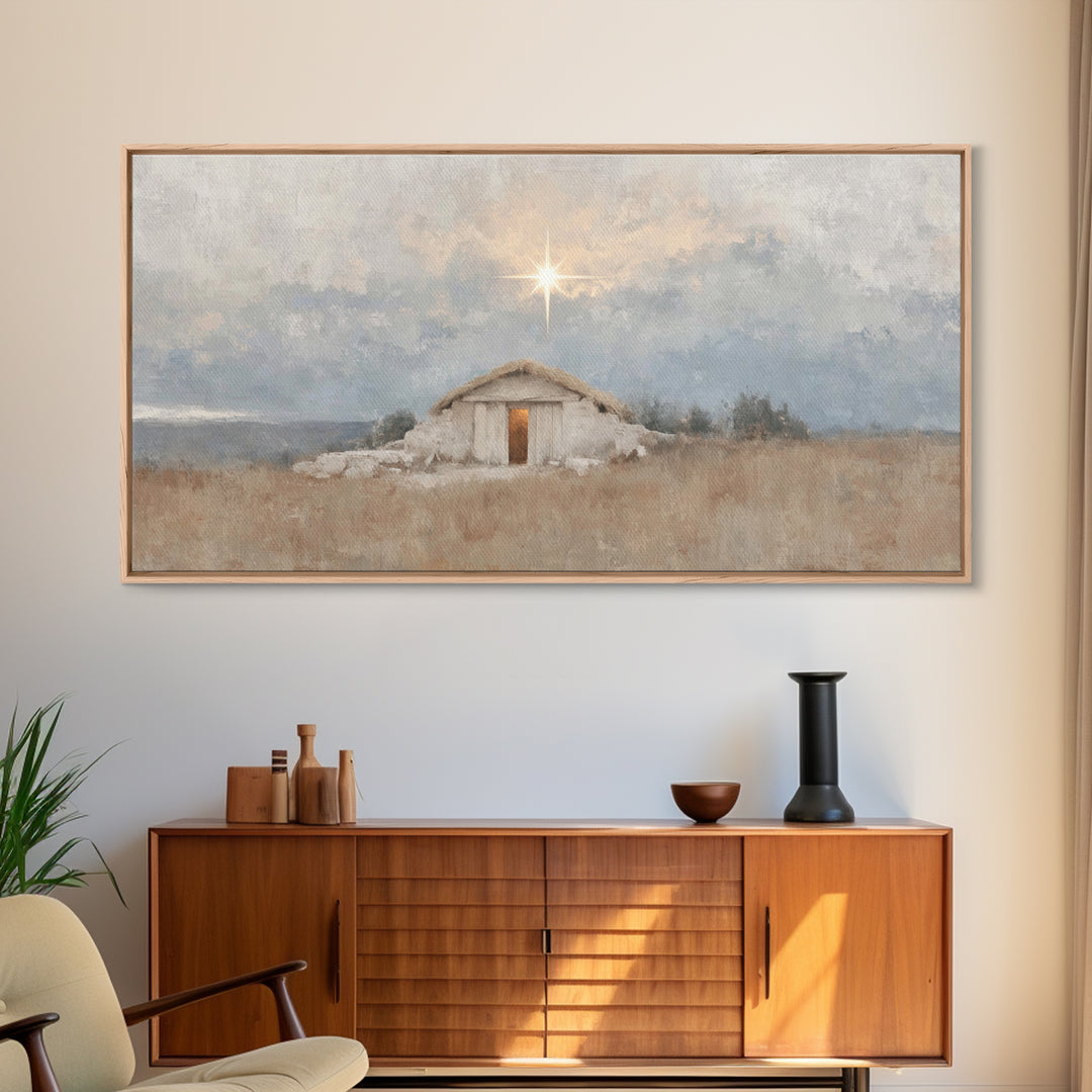 The Guiding Star - Framed Canvas Print - Christian Wall Art - Christian Christmas Art - Jesus Painting - Christmas Decor