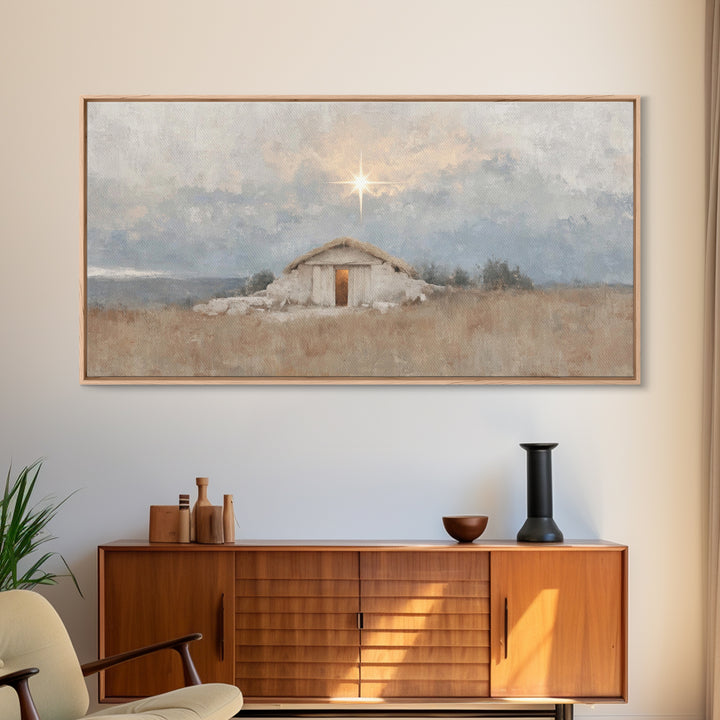 The Guiding Star - Framed Canvas Print - Christian Wall Art - Christian Christmas Art - Jesus Painting - Christmas Decor
