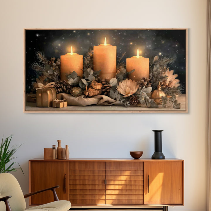 Golden Night Blessing – Framed Canvas Print – Christian Christmas Art – Christian Art Canvas – Christmas Wall Art – Framed Christmas Art –