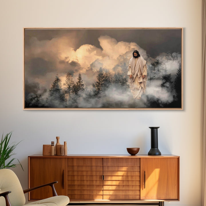 Heavenly Descent, Framed Canvas Print, Christian Art Canvas, Jesus Painting, Christian Christmas Art, Modern Christian Art, Christian Wall