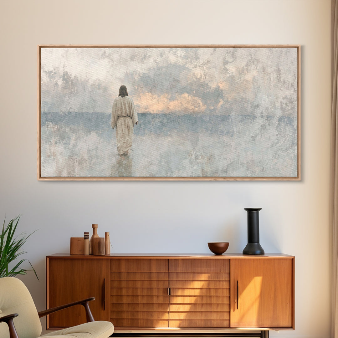 Dawn Of Mercy, Framed Canvas Print, Jesus Painting, Christian Wall Art, Christian Art Canvas, Subtle Christian Art, Christmas Art Prints