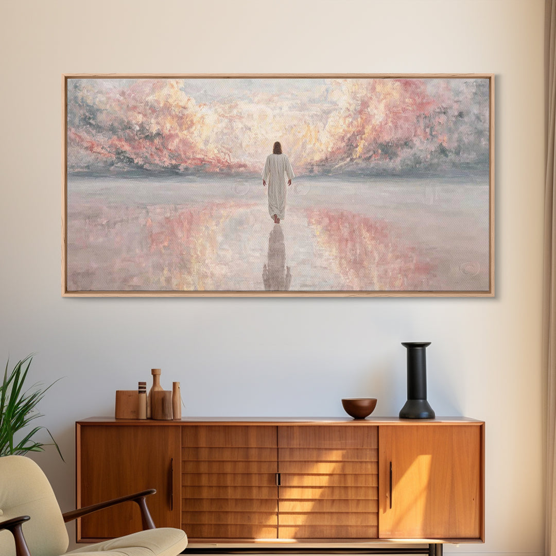 Path Of Peace, Framed Canvas Print, Christian Art Canvas, Jesus Painting, Christian Wall Art, Minimalist Christian Art, Christian Christmas