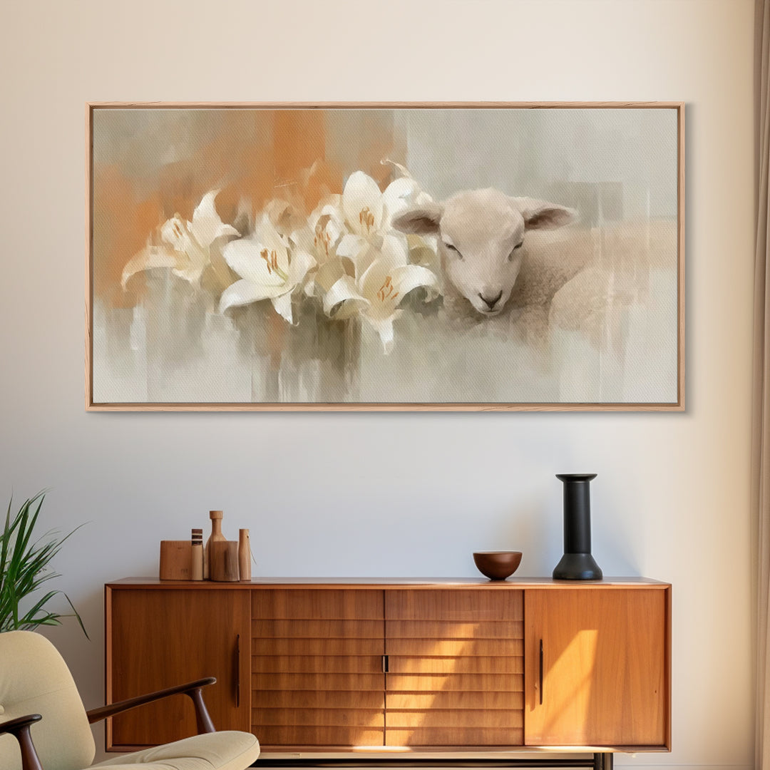 Lamb Of Peace – Framed Canvas Print – Christian Wall Art – Christian Art Canvas – Christian Art Print – Minimalist Christian Art – Christia