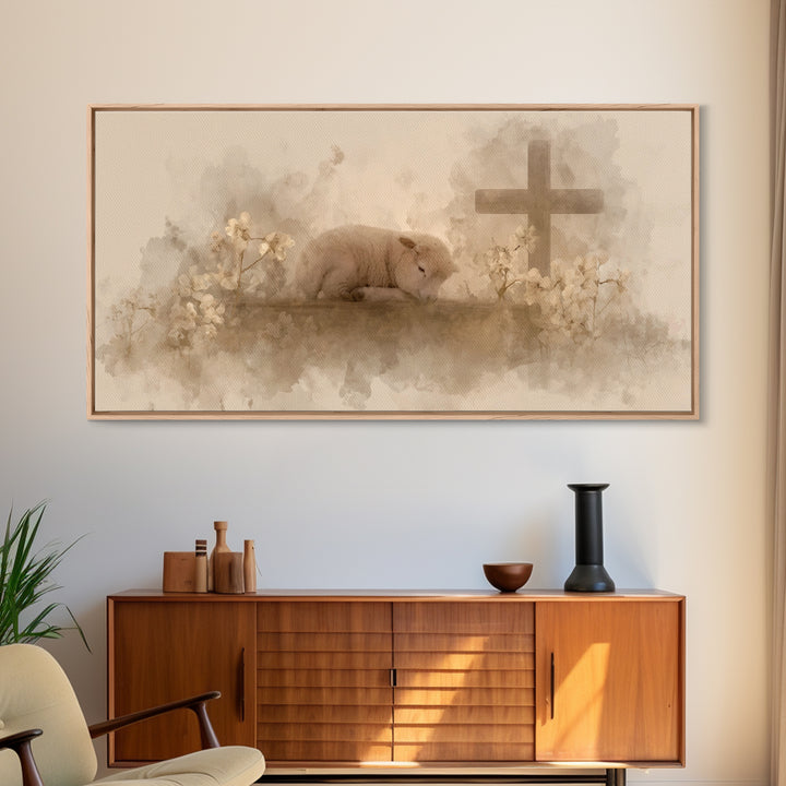 Graceful Rest – Framed Canvas Print – Christian Art Canvas – Christian Wall Art – Minimalist Christian Art – Christian Painting – Christmas
