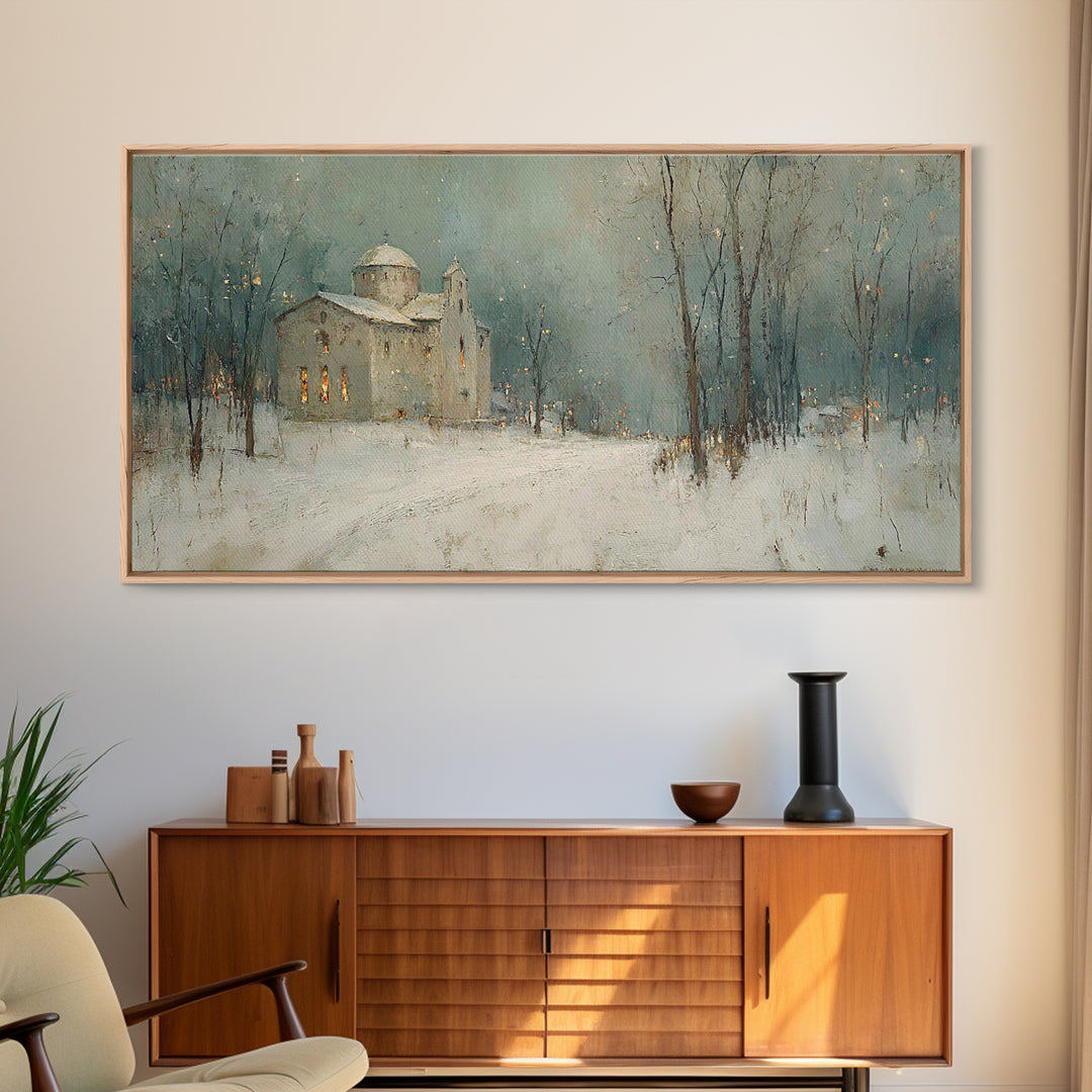 Silent Parish – Framed Canvas Print – Christian Art Print – Christmas Art – Christian Wall Art – Subtle Christian Art – Christian Decoratio